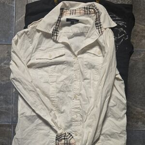 Burberry Cream Shirt with Check Accents